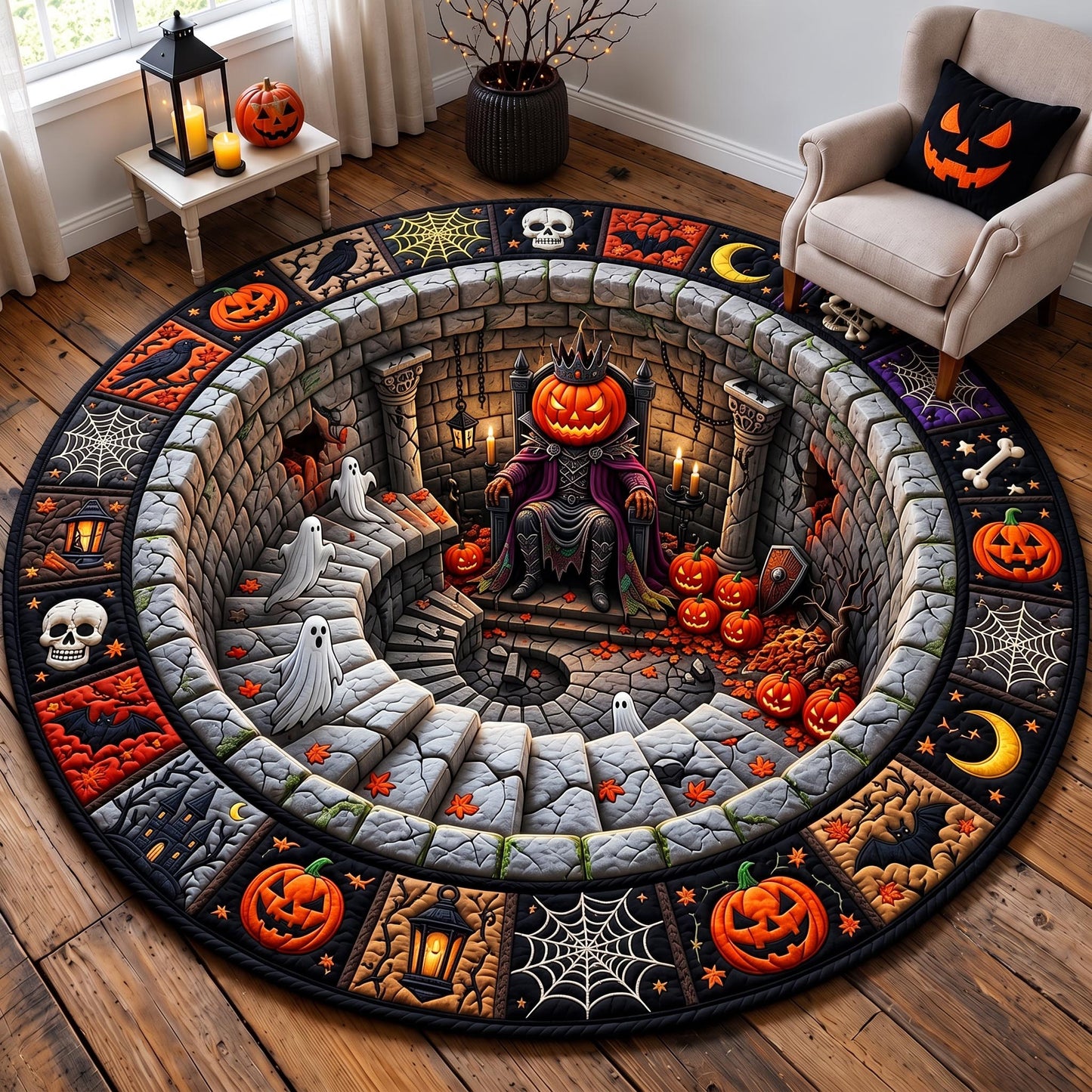 Midnight Stairway Quilted Round Mat GFTOMA13139