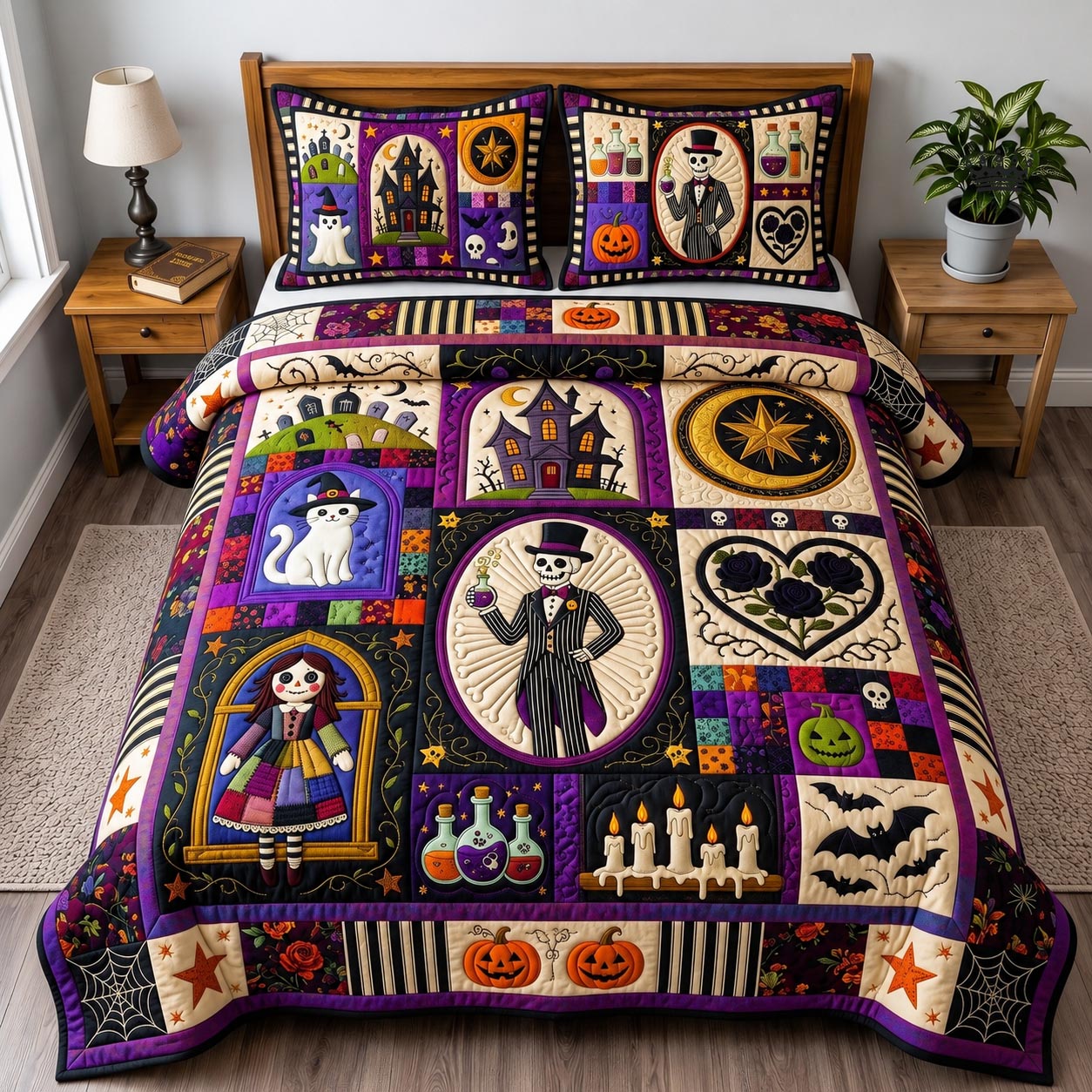Halloween Gallery 3-Piece Quilted Bedding Set GFTOMA13209