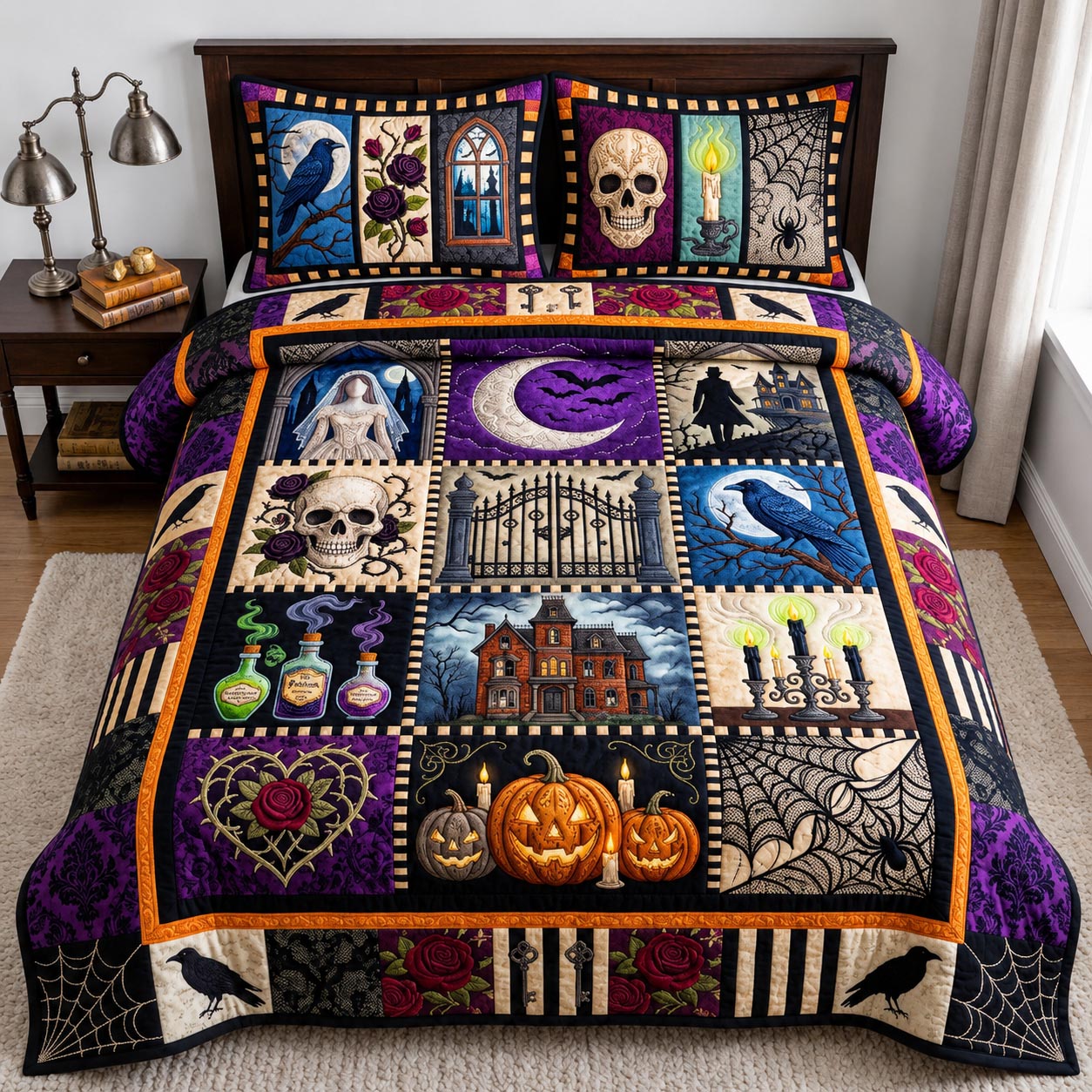 Pumpkin Hollow 3-Piece Quilted Bedding Set GFTOMA13211