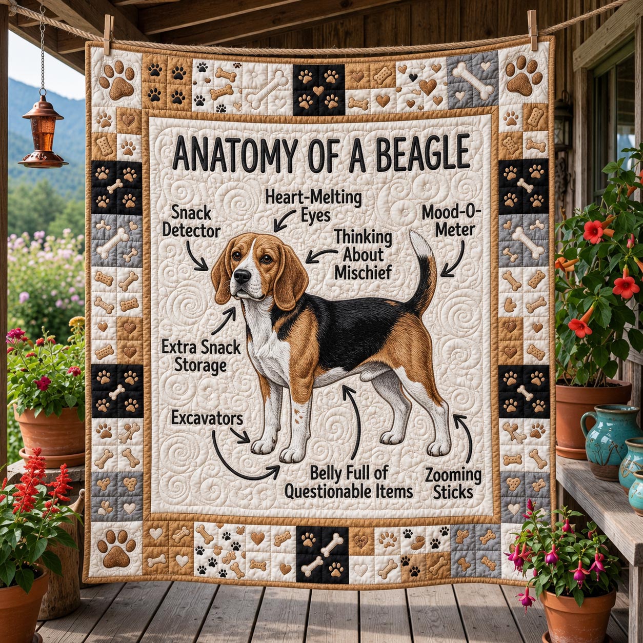 Beagle Anatomy Quilted Blanket GFTOMA13239