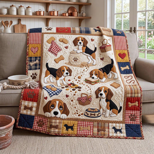 Beagle Patchwork Quilted Blanket GFTOMA13243