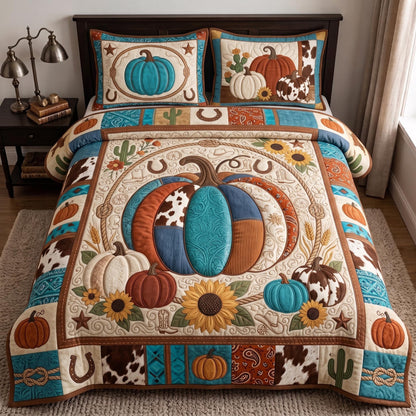 Western Pumpkin 3-Piece Quilted Bedding Set GFTOMA13262