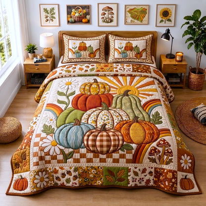 Harvest Pumpkin 3-Piece Quilted Bedding Set GFTOMA13263