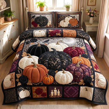 Midnight Pumpkin 3-Piece Quilted Bedding Set GFTOMA13265