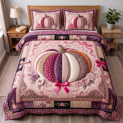 Pink Pumpkin 3-Piece Quilted Bedding Set GFTOMA13266