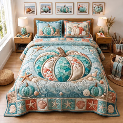 Coastal Pumpkin 3-Piece Quilted Bedding Set GFTOMA13267