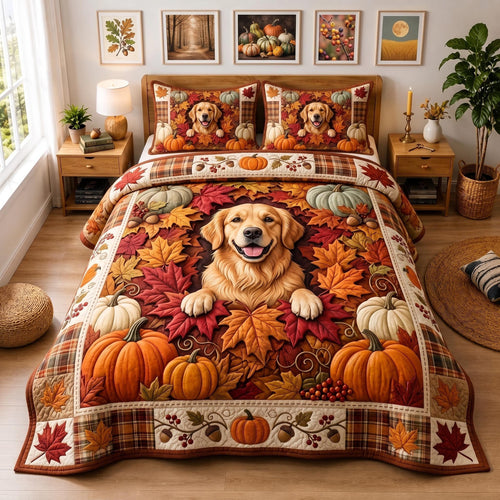 Autumn Golden 3-Piece Quilted Bedding Set GFTOMA13268