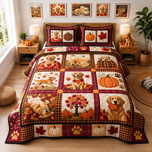 Golden Patchwork 3-Piece Quilted Bedding Set GFTOMA13271