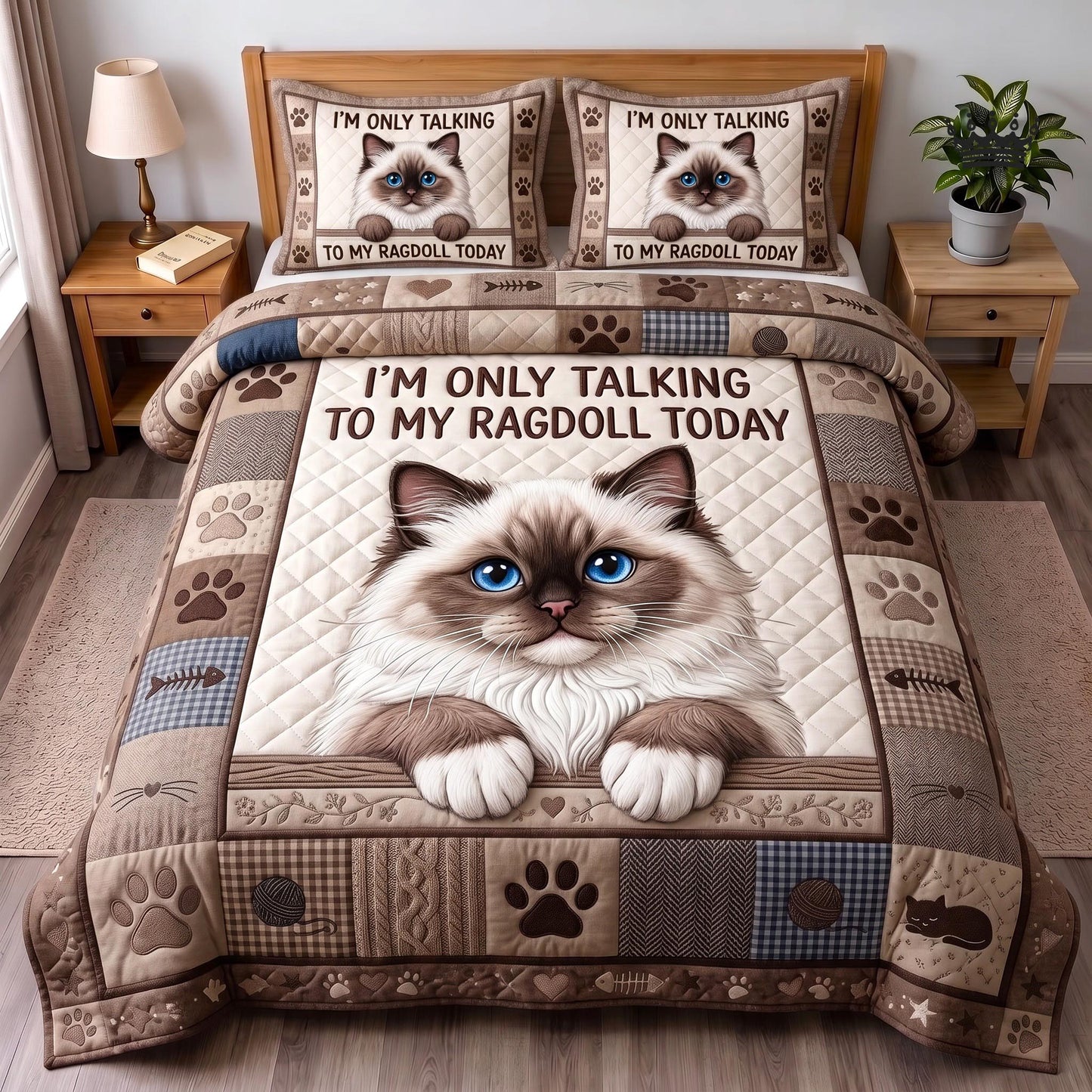 Ragdoll Mom 3-Piece Quilted Bedding Set GFTOMA13292