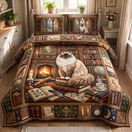 Library Ragdoll 3-Piece Quilted Bedding Set GFTOMA13294