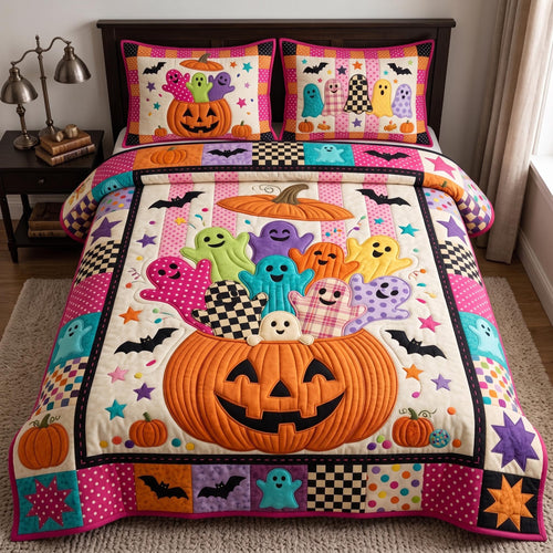 Pumpkin Party 3-Piece Quilted Bedding Set GFTOMA13298
