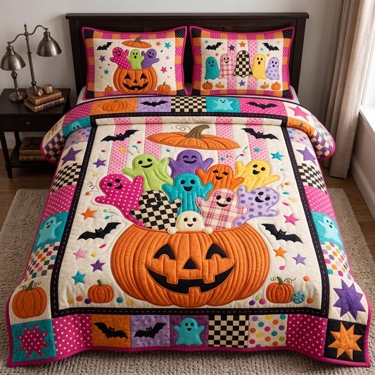 Pumpkin Party 3-Piece Quilted Bedding Set GFTOMA13298