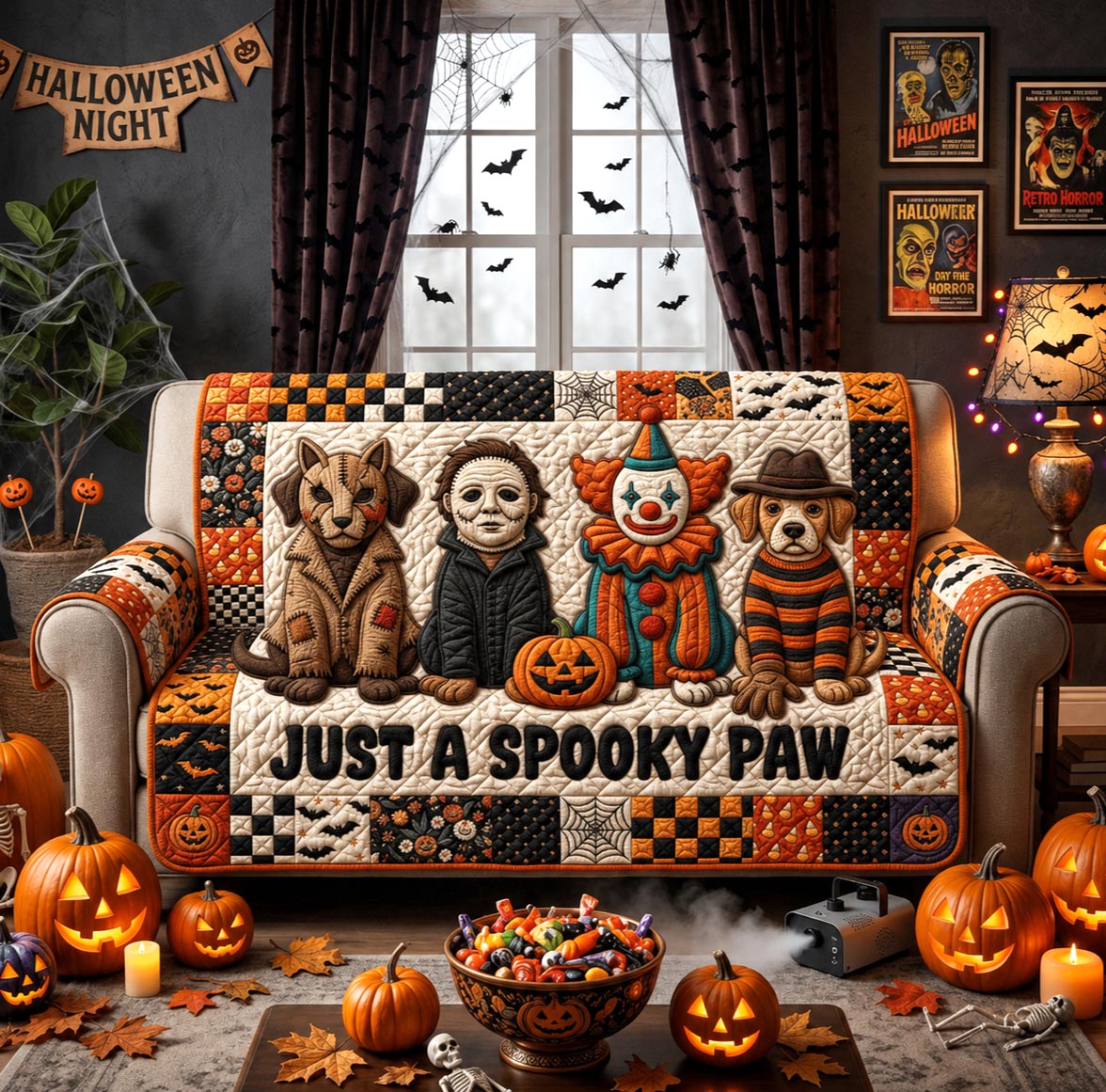 Spooky Paw Quilted Sofa Cover GFTOMA13332