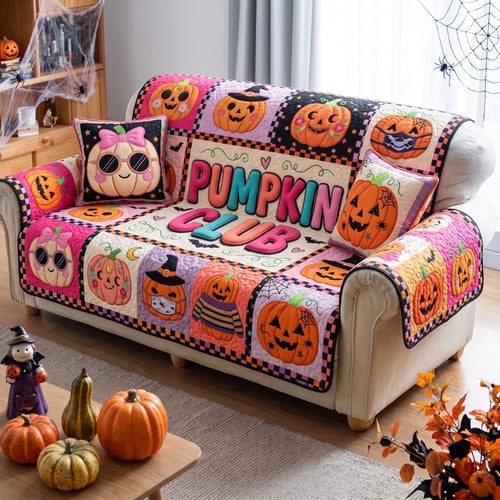 Pumpkin Club Quilted Sofa Cover GFTOMA13336