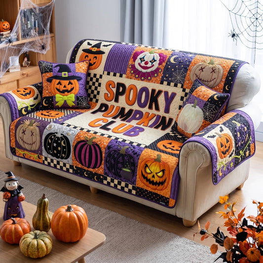 Spooky Pumpkin Quilted Sofa Cover GFTOMA13337