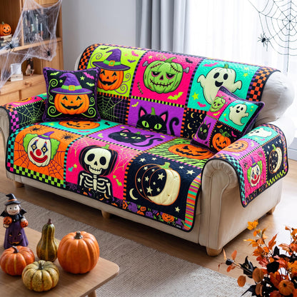 Neon Pumpkin Quilted Sofa Cover GFTOMA13338