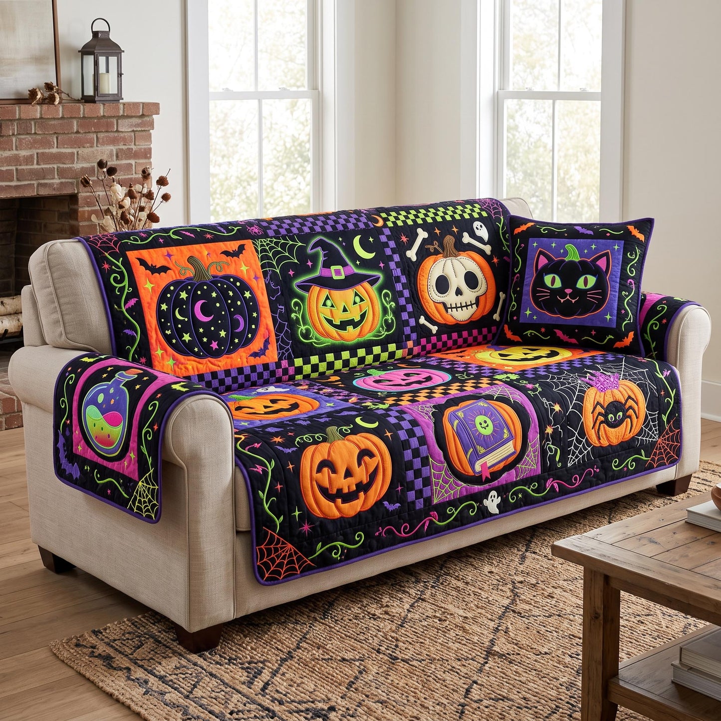 Halloween Patch Quilted Sofa Cover GFTOMA13339