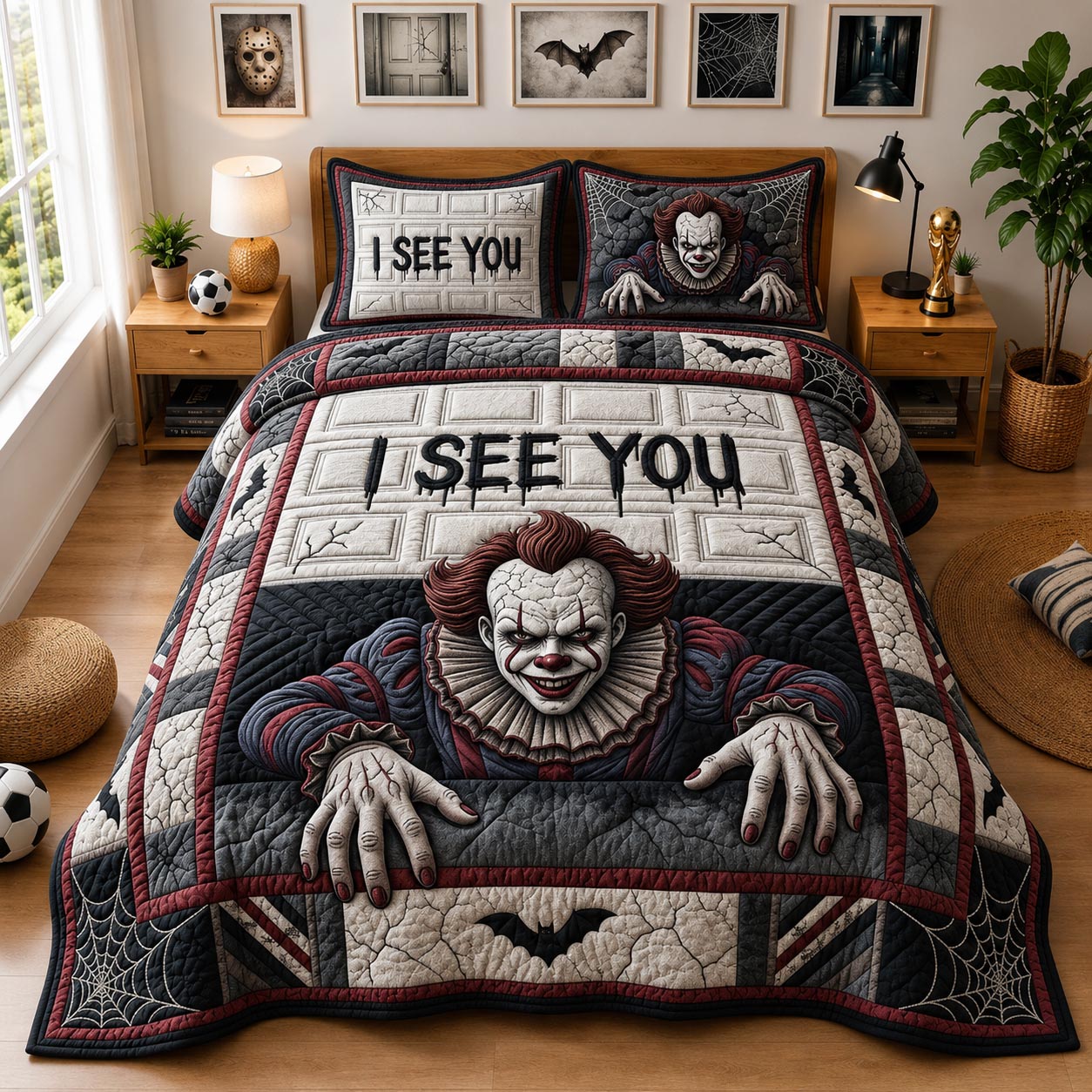 Creepy Clown 3-Piece Quilted Bedding Set GFTOMA13342