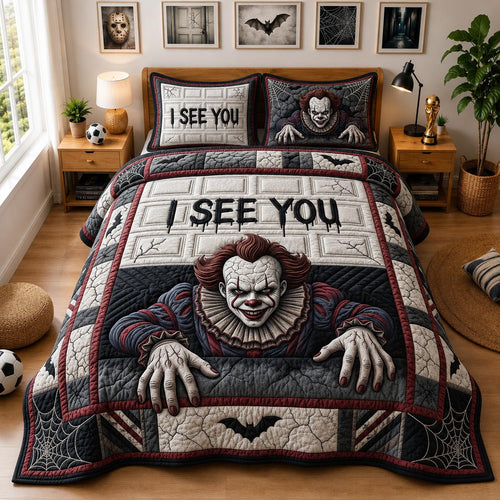 Creepy Clown 3-Piece Quilted Bedding Set GFTOMA13342