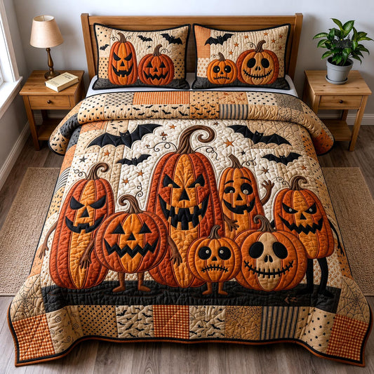 Jack O Lantern 3-Piece Quilted Bedding Set GFTOMA13400