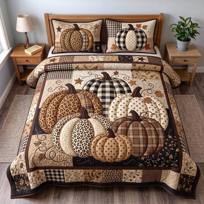 Rustic Pumpkin 3-Piece Quilted Bedding Set GFTOMA13401