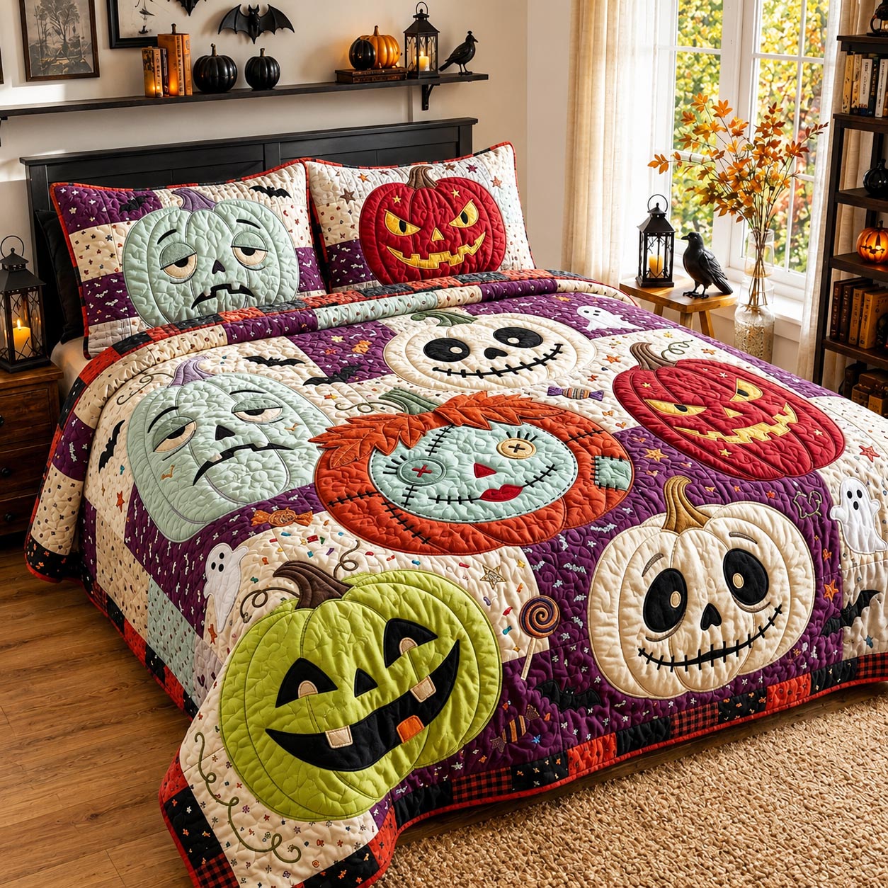 Pumpkin Pal 3-Piece Quilted Bedding Set GFTOMA13402
