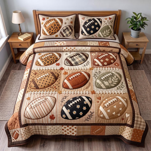 Football Season 3-Piece Quilted Bedding Set GFTOMA13403