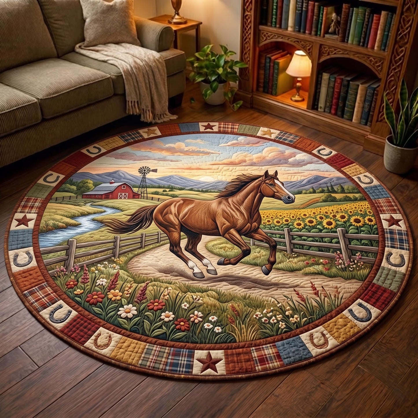 Running Horse Quilted Round Mat GFTOMA13426
