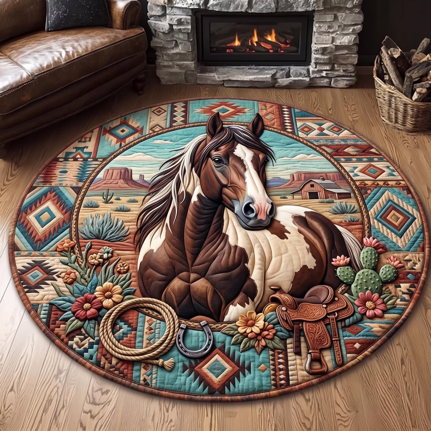 Desert Spirit Horse Quilted Round Mat GFTOMA13427
