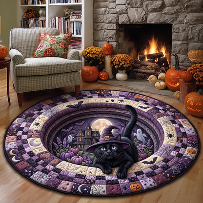 Witch Cat Portal Quilted Round Mat GFTOMA13431