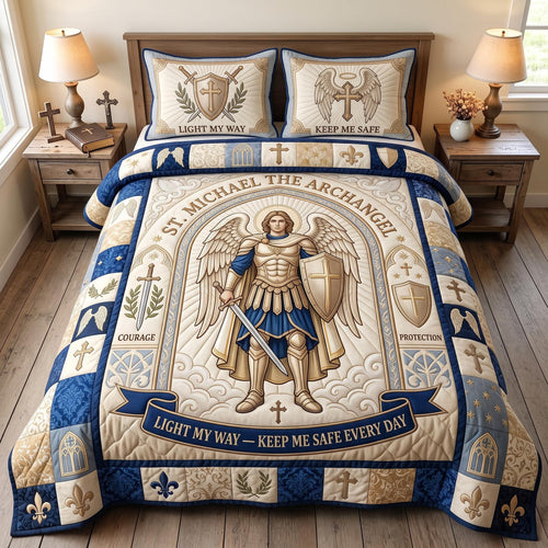 Saint Michael Archangel 3-Piece Quilted Bedding Set GFTOMA13459