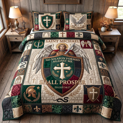 Saint Michael Protector 3-Piece Quilted Bedding Set GFTOMA13461