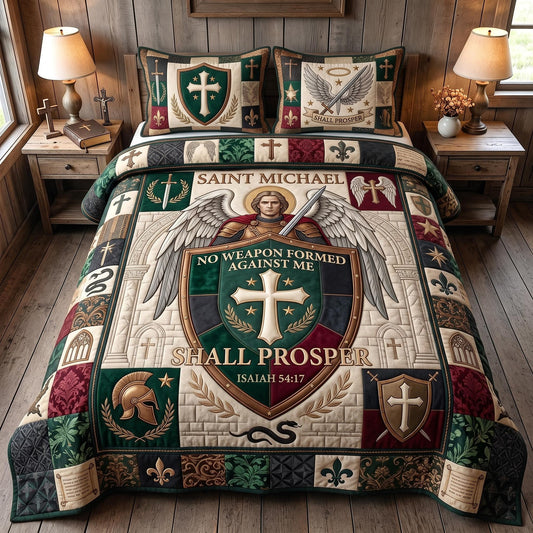 Saint Michael Protector 3-Piece Quilted Bedding Set GFTOMA13461