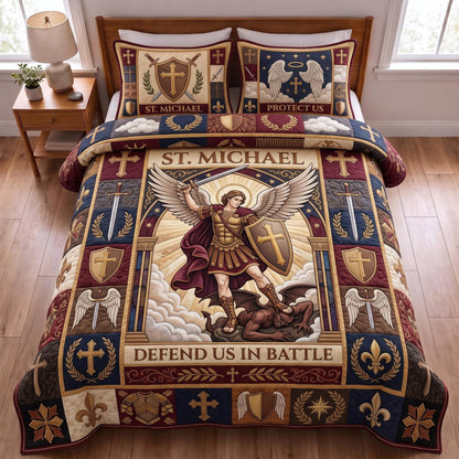 Saint Michael Guardian 3-Piece Quilted Bedding Set GFTOMA13464