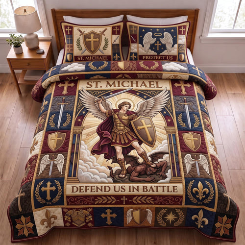Saint Michael Guardian 3-Piece Quilted Bedding Set GFTOMA13464