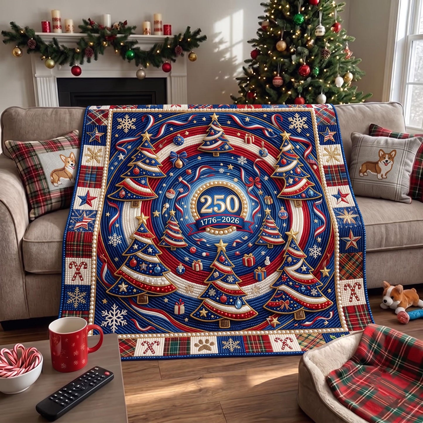 Liberty Wreath Quilted Blanket GFTOMA13518