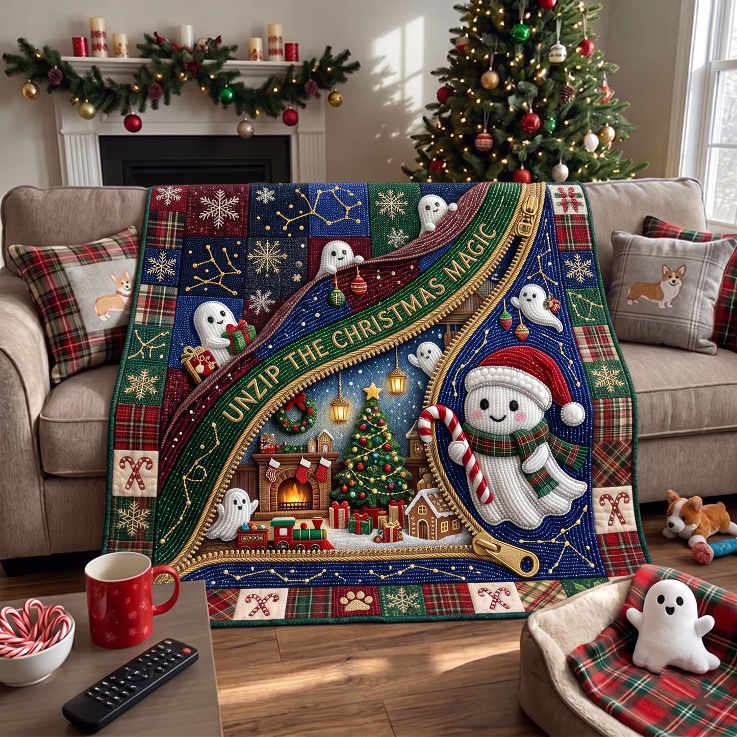 Christmas Ghost Quilted Blanket GFTOMA13521