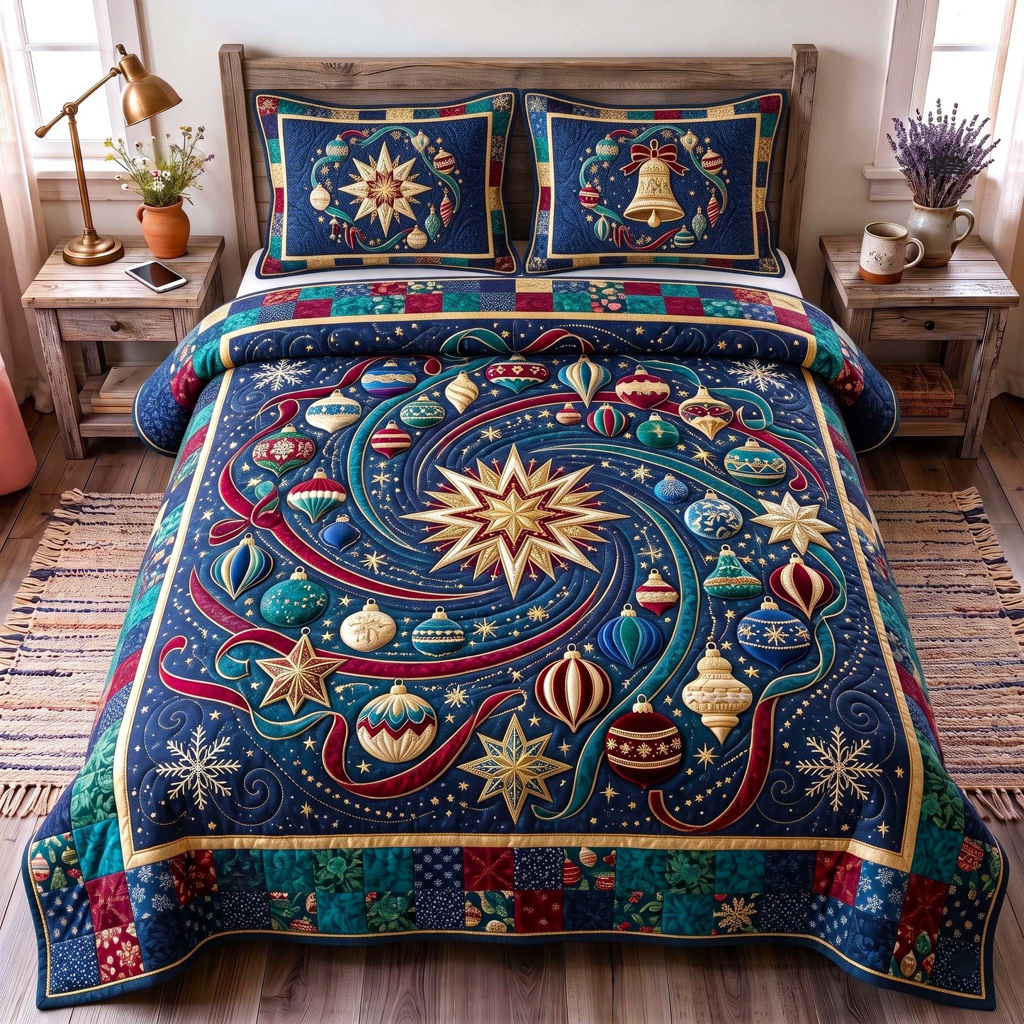 Celestial Christmas 3-Piece Quilted Bedding Set GFTOMA13549