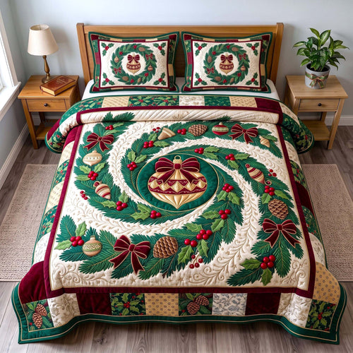Wreath Spiral 3-Piece Quilted Bedding Set GFTOMA13550