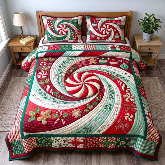 Peppermint Twist 3-Piece Quilted Bedding Set GFTOMA13552