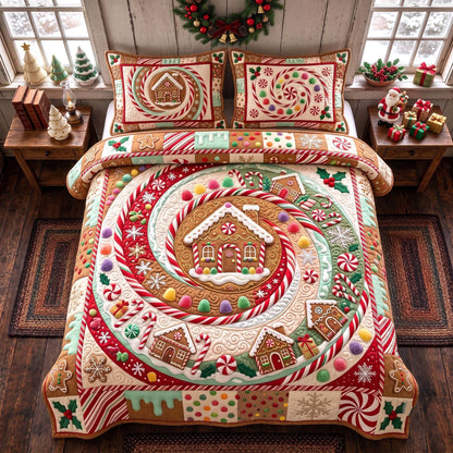 Gingerbread Joy 3-Piece Quilted Bedding Set GFTOMA13554