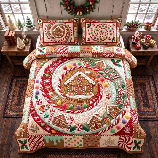 Gingerbread Joy 3-Piece Quilted Bedding Set GFTOMA13554
