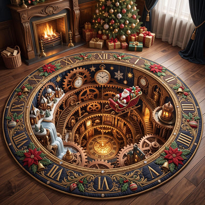 Clockwork Christmas Quilted Round Mat GFTOMA13610