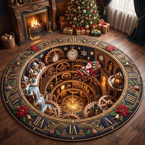 Clockwork Christmas Quilted Round Mat GFTOMA13610
