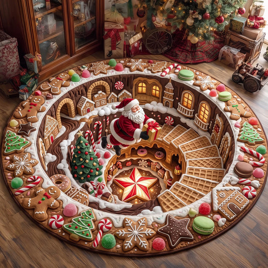 Santa Candy Tunnel Quilted Round Mat GFTOMA13611