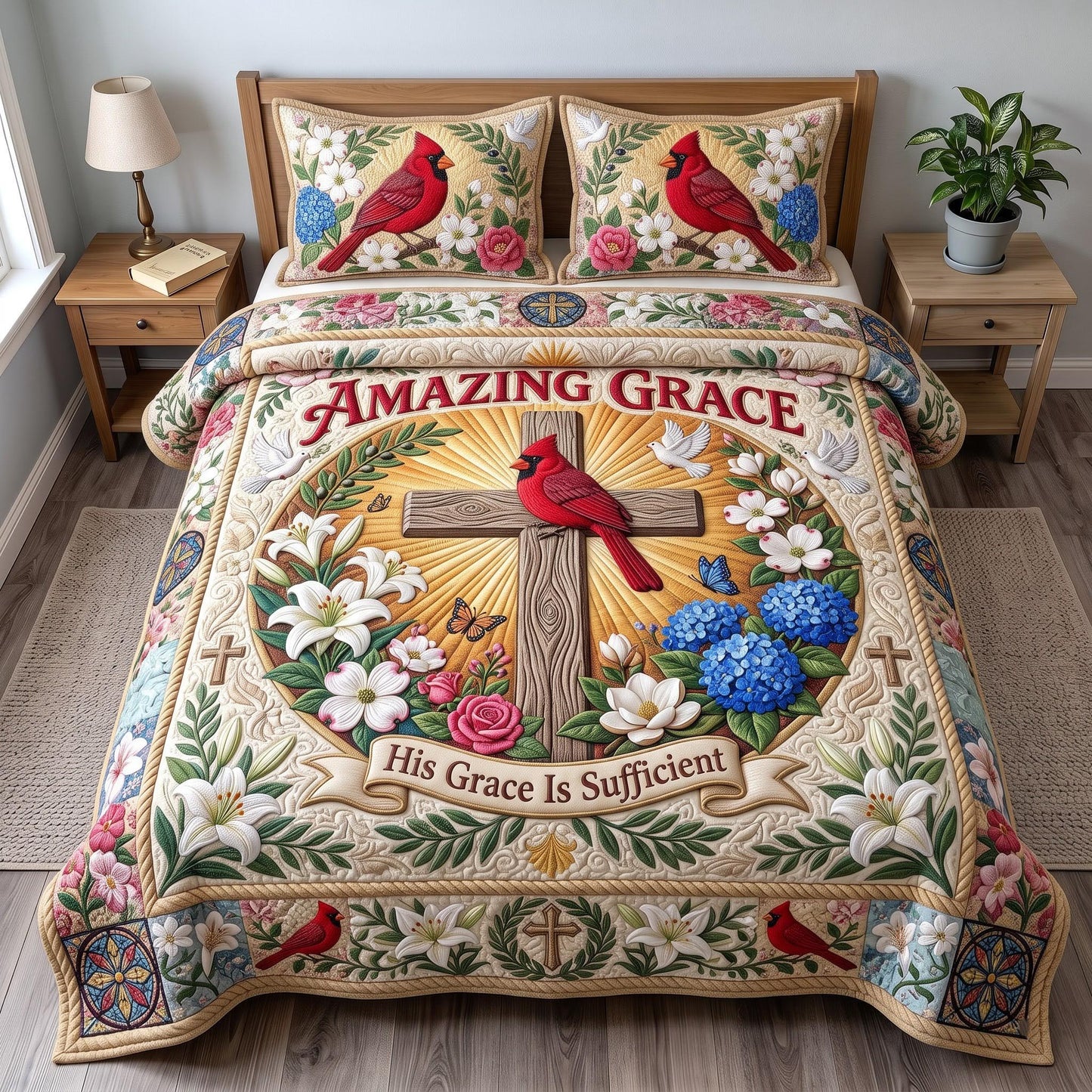 Amazing Grace 3-Piece Quilted Bedding Set GFTOMA13629