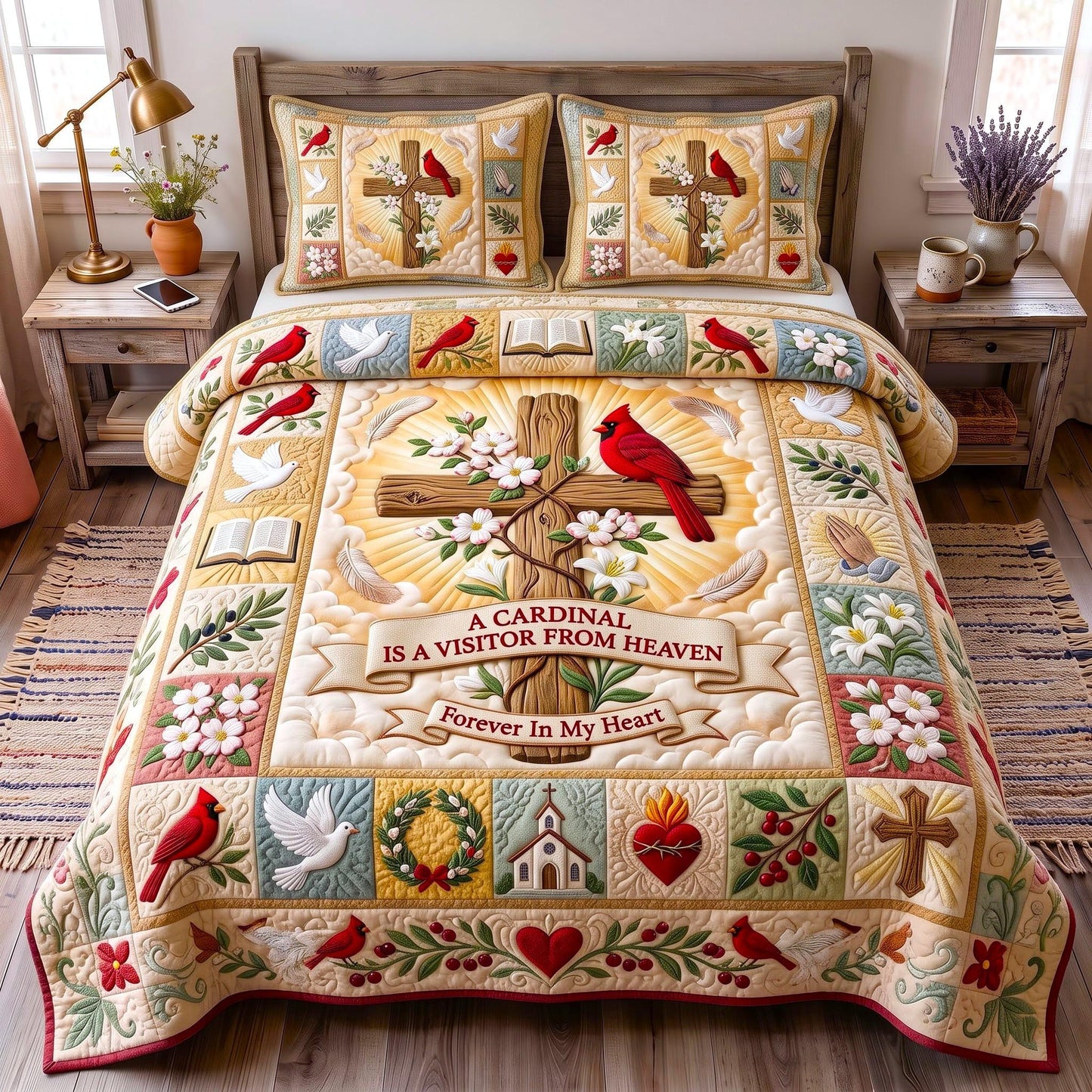 Cardinal Heaven 3-Piece Quilted Bedding Set GFTOMA13632