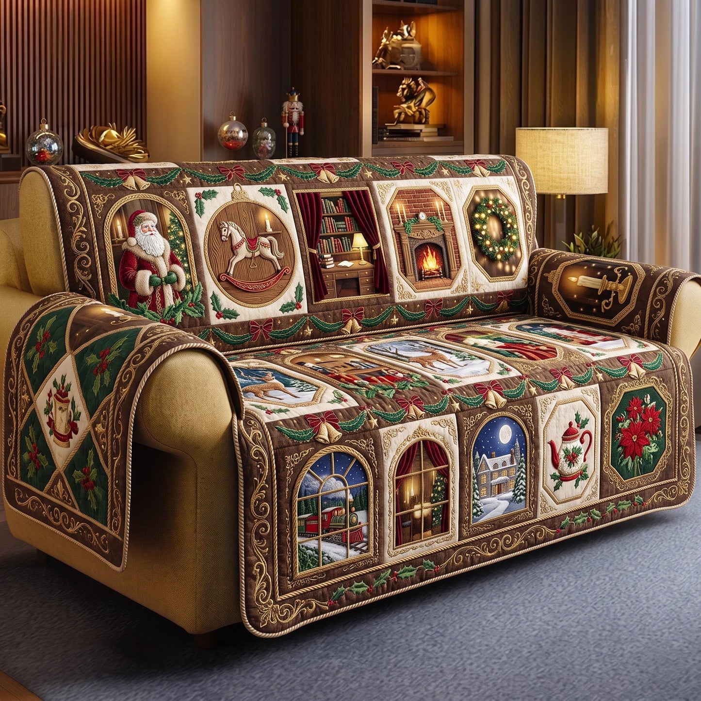 Christmas Gallery Quilted Sofa Cover GFTOMA13653