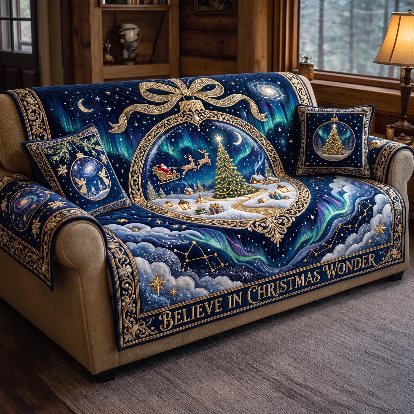 Christmas Wonder Quilted Sofa Cover GFTOMA13654