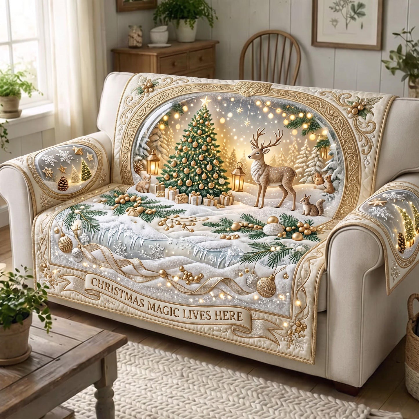 Winter Glow Quilted Sofa Cover GFTOMA13655